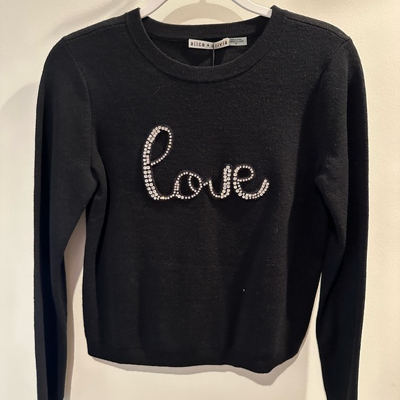 Alice + Olivia Sweaters - Alice & Olivia “LOVE” Crystal Sweater NWT Sm